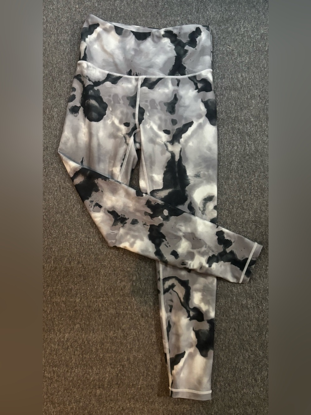Balance Collection Black & Gray Marble-High-Waist Leggings | Stretch | Size S